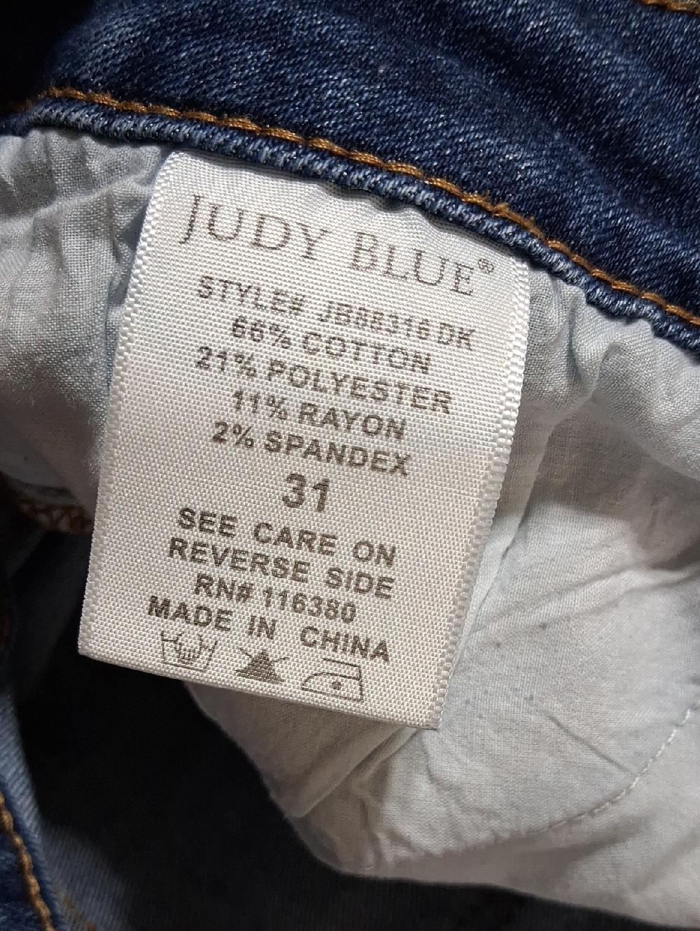 JUDY BLUE Jeans Women 31 BLUE Distressed Preowned Denim Pants Used Ripped Holes - Picture 4 of 5